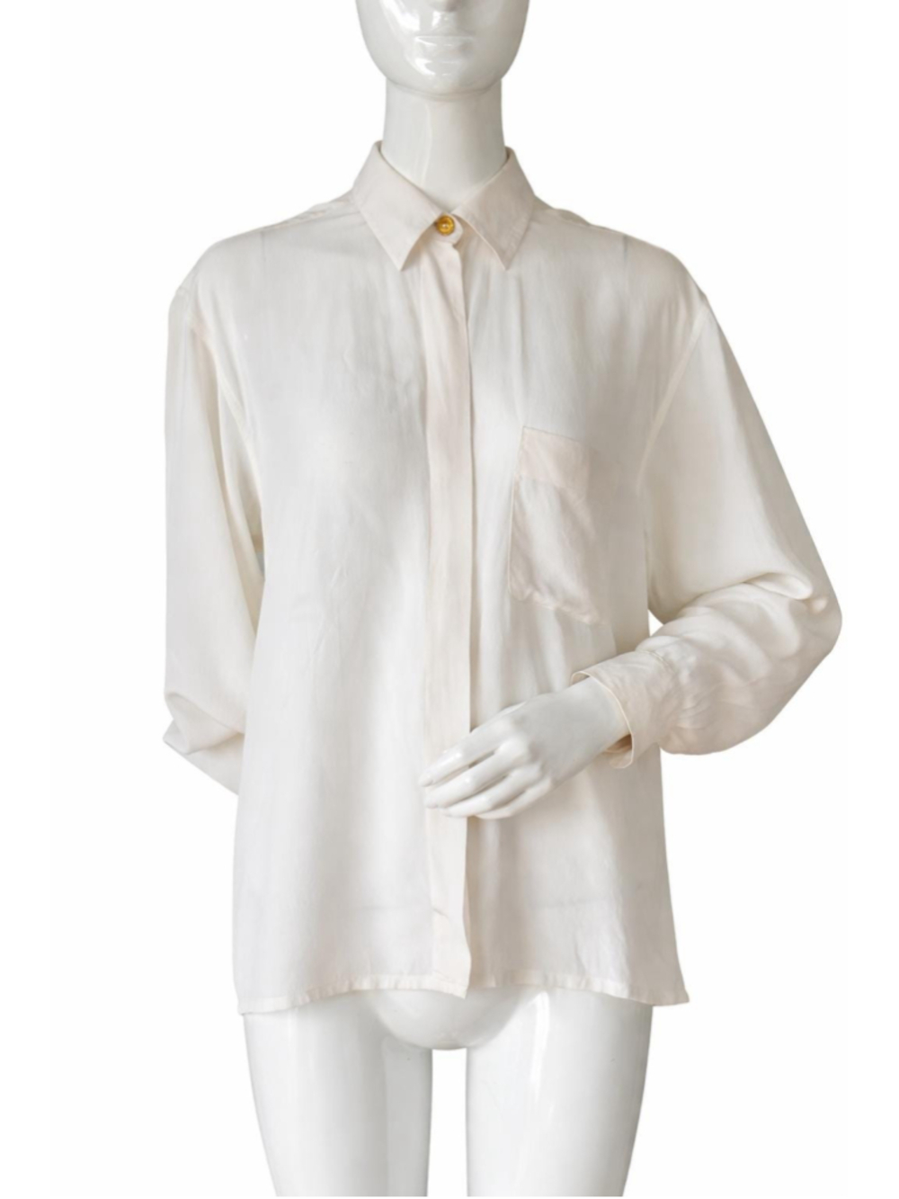 Vintage CELINE Silk Blouse Ivory Minimalist Paris Shirt